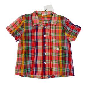 NWT Lali Size 4 Red Madras Henri Shirt